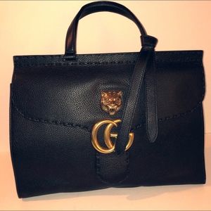 Gucci Lion Head Gg Black Leather Clutch